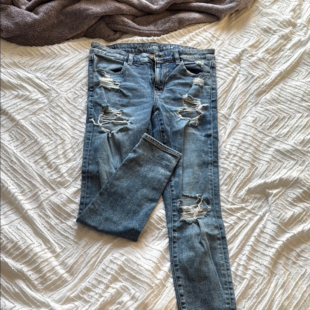 American Eagle Outfitters Ripped Blue Skinny Jeans